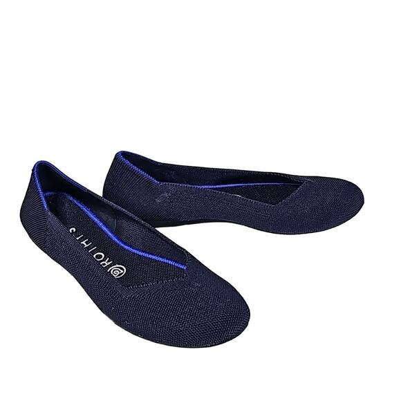 Rothy's Classic Navy Blue Round Toe Ballet Flats, Women's 7.5 - Picture 1 of 13